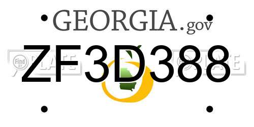 ZF3D388 Georgia License Plate