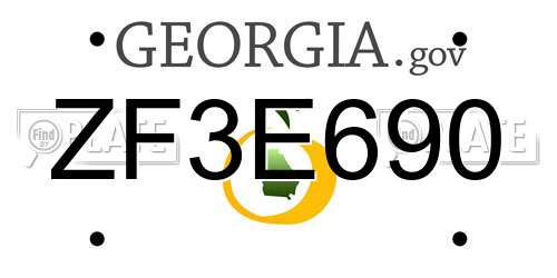 ZF3E690 Georgia License Plate