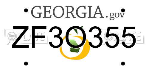 ZF3O355 Georgia License Plate
