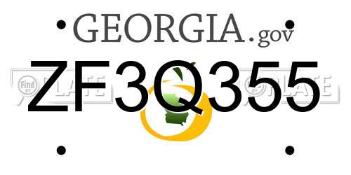 ZF3Q355 Georgia License Plate