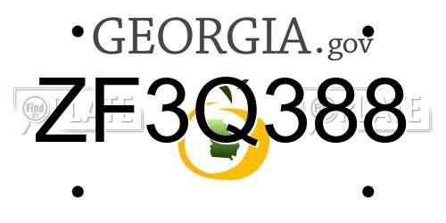 ZF3Q388 Georgia License Plate