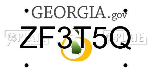 ZF3T5Q Georgia License Plate