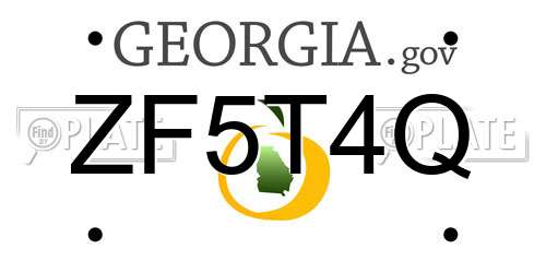 ZF5T4Q Georgia License Plate
