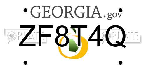 ZF8T4Q Georgia License Plate