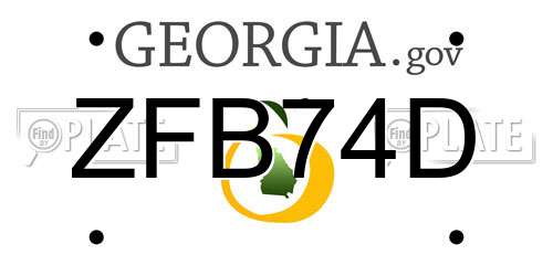 ZFB74D Georgia License Plate