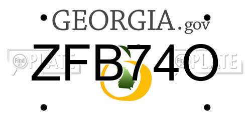 ZFB74O Georgia License Plate