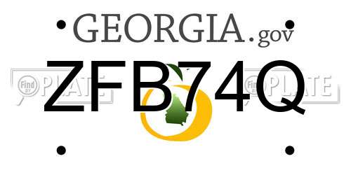 ZFB74Q Georgia License Plate