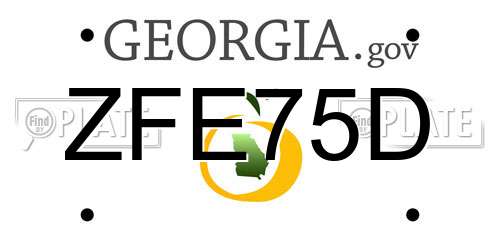 ZFE75D Georgia License Plate