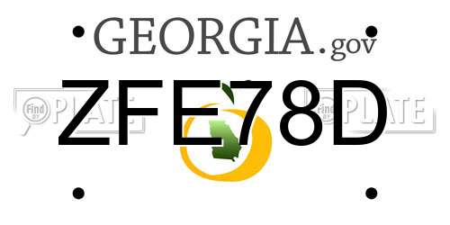 ZFE78D Georgia License Plate