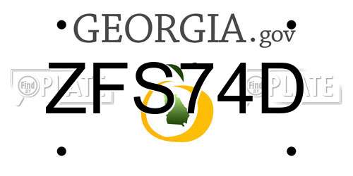 ZFS74D Georgia License Plate