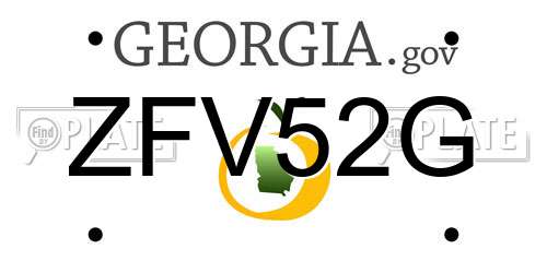 ZFV52G Georgia License Plate