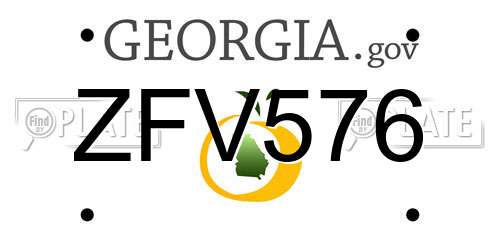 ZFV576 Georgia License Plate
