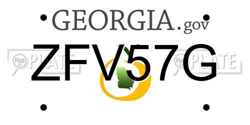 ZFV57G Georgia License Plate