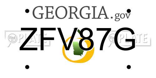 ZFV87G Georgia License Plate