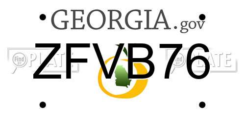 ZFVB76 Georgia License Plate