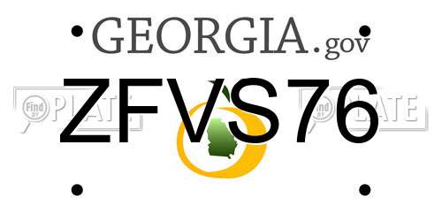 ZFVS76 Georgia License Plate