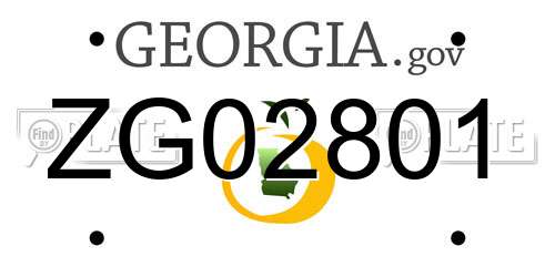 ZG02801 Georgia License Plate