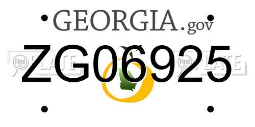 ZG06925 Georgia License Plate