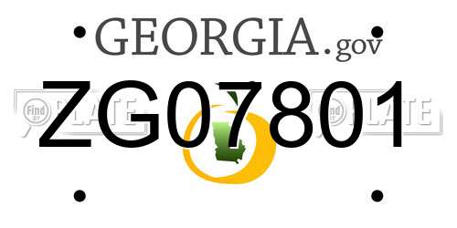 ZG07801 Georgia License Plate