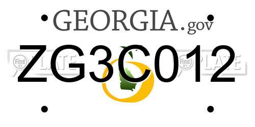 ZG3C012 Georgia License Plate