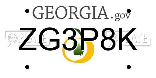 ZG3P8K Georgia License Plate