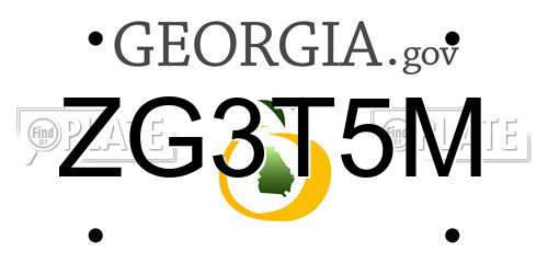 ZG3T5M Georgia License Plate