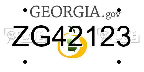 ZG42123 Georgia License Plate