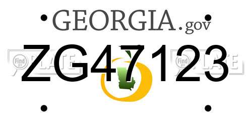 ZG47123 Georgia License Plate