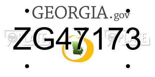 ZG47173 Georgia License Plate