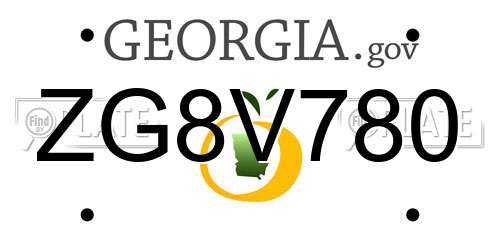 ZG8V780 Georgia License Plate