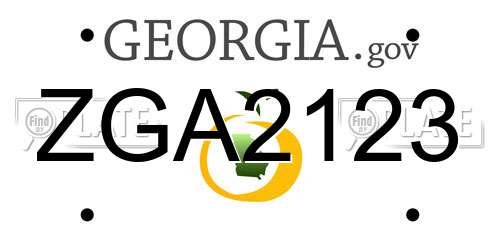 ZGA2123 Georgia License Plate