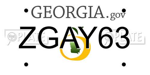 ZGAY63 Georgia License Plate