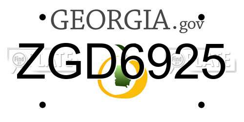 ZGD6925 Georgia License Plate