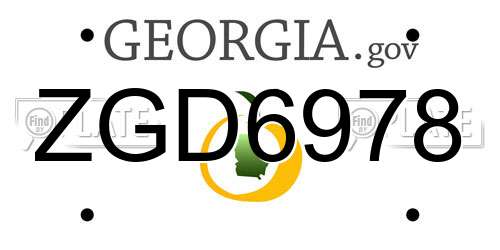ZGD6978 Georgia License Plate