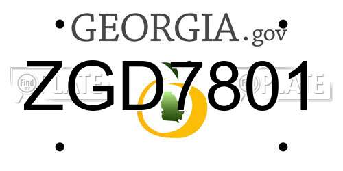 ZGD7801 Georgia License Plate