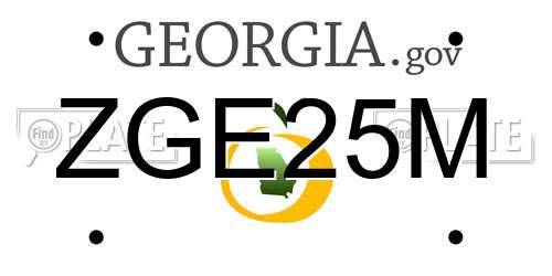 ZGE25M Georgia License Plate