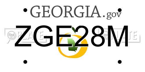 ZGE28M Georgia License Plate