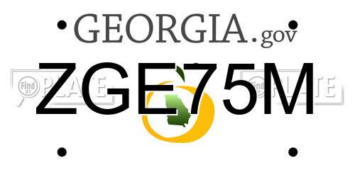 ZGE75M Georgia License Plate