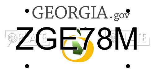 ZGE78M Georgia License Plate