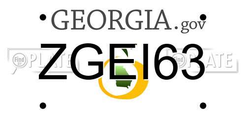 ZGEI63 Georgia License Plate