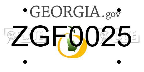 ZGF0025 Georgia License Plate