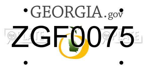 ZGF0075 Georgia License Plate
