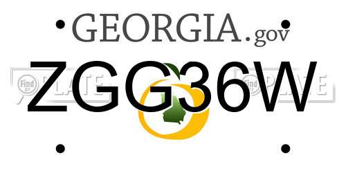 ZGG36W Georgia License Plate