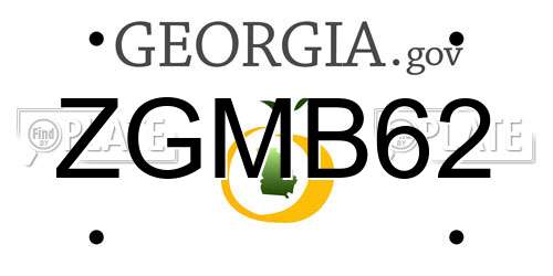 ZGMB62 Georgia License Plate