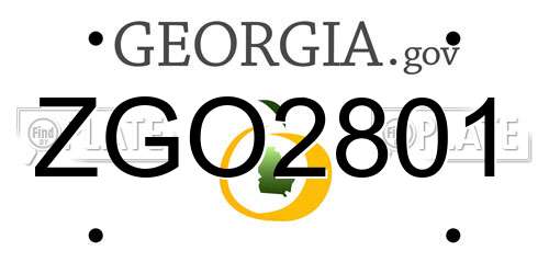 ZGO2801 Georgia License Plate