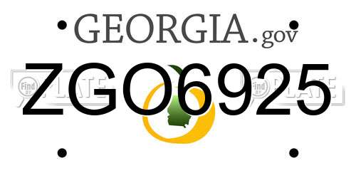 ZGO6925 Georgia License Plate
