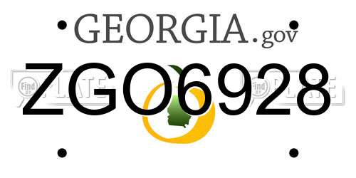 ZGO6928 Georgia License Plate