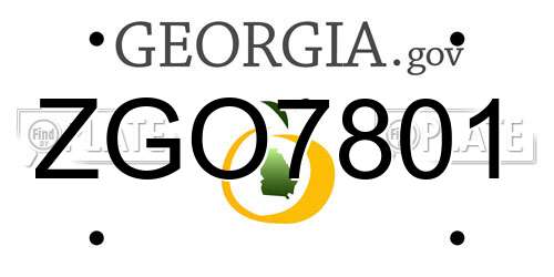 ZGO7801 Georgia License Plate