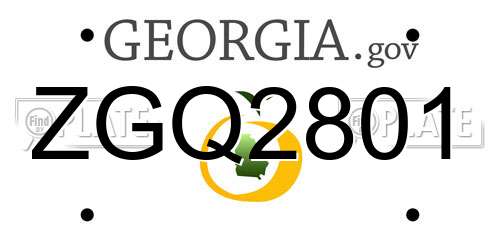 ZGQ2801 Georgia License Plate