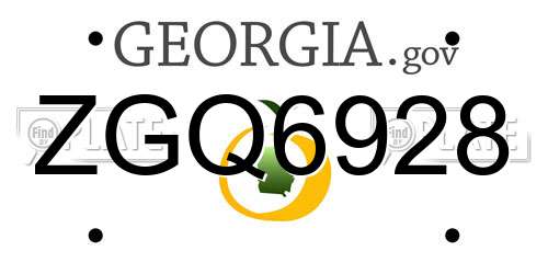 ZGQ6928 Georgia License Plate